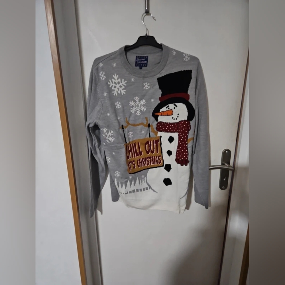 Chill Out It's Christmas Snowman Sweater - Gray